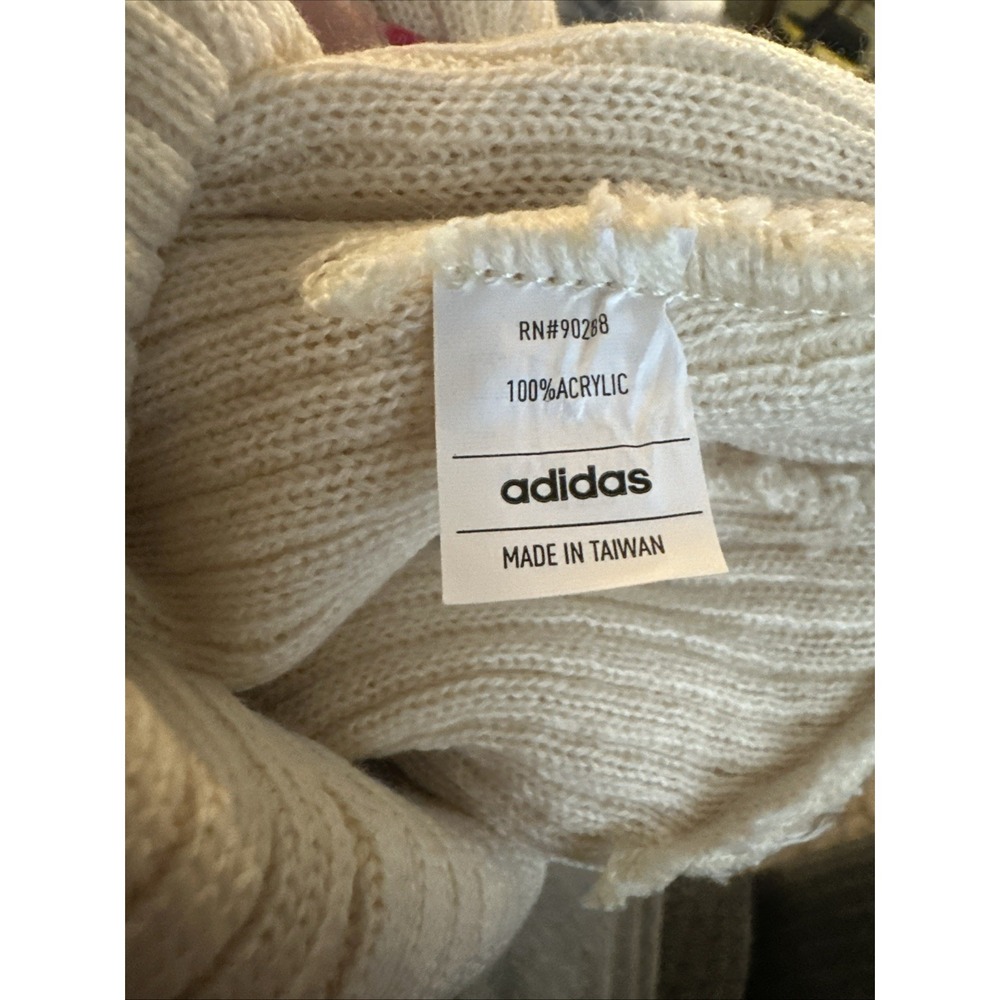 Adidas Originals Trefoil Embroidered Flurry Beanie Winter White Knit Women's OS - Picture 5 of 5